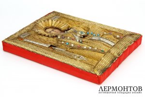 Икона Ангел молитвы в шитом окладе. Россия, XIX в. 