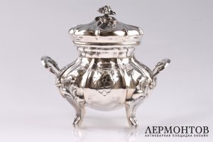 Чайный и кофейный сервиз с бульоткой. Серебро 800. Италия