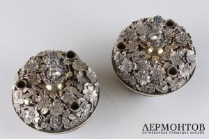 Подсвечники парные Львы, номерные.  Серебро 925 пробы. Англия, Лондон. XIX в.