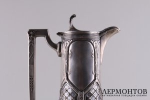 Кувшин в стиле модерн. Серебро 900 пробы, хрусталь. Европа, 1890-1910-е гг.
