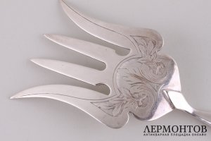 Сервировочный набор для рыбы. Франция, кон.19 - нач. 20 в. Серебро 950 пробы.