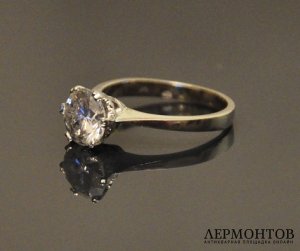 Кольцо с бриллиантом 1.84 kарата. Золото 585 пробы.