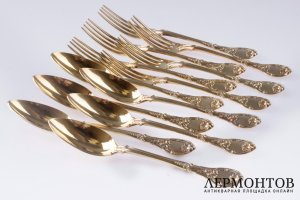 Столовый сервиз на 6 персон Jamet. Серебро 950. Франция