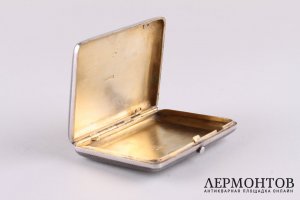 Портсигар с черневым рисунком. Серебро 84 пробы. Россия, 1888 год.