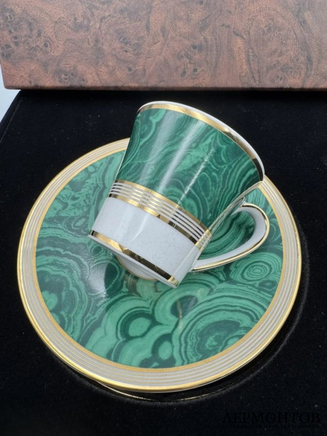 Набор из 2 чайных пар «Malachite». Stefano Ricci, Италия