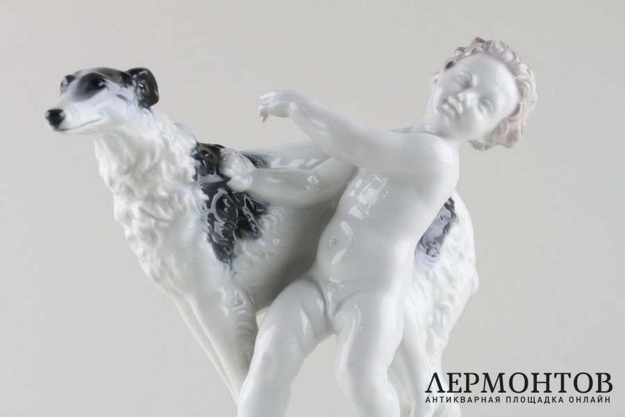 Статуэтка. Путти и русская борзая. Фарфор. Rosenthal. XX в.