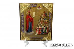 Икона Богоматерь Боголюбская.  Россия, кон. 19 - нач. 20 в. Дерево, левкас, смеш. тех