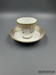 Кофейная пара «Flora Danica». Фарфор, роспись, Royal Copenhagen, Дания, 1968 год