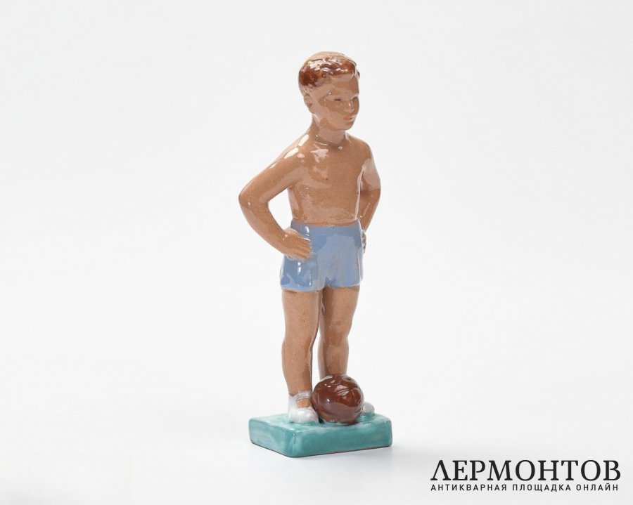 Статуэтка «Юный футболист». Керамика, Izsépy Margit, Венгрия, 1950-е годы