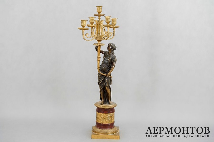 Канделябр. Бронза, золочение, мрамор. Россия, XIX век.