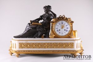 Каминная тройка. За чтением. Lemerle-Charpentier et Cie. Бронза, литье. Франция, кон. 19 в