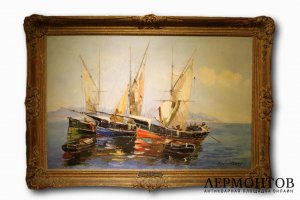 Картина. Морской пейзаж. Solomon le Tropezien. 1930 год.