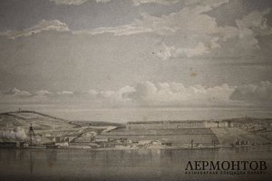Литография. Вид на Севастопольскую бухту с тыла форта Святого Николая. Симпсон. 1855г