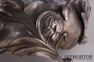 Ваза для фруктов в стиле модерн. Бронза, серебрение. Европа, начало 20 века.