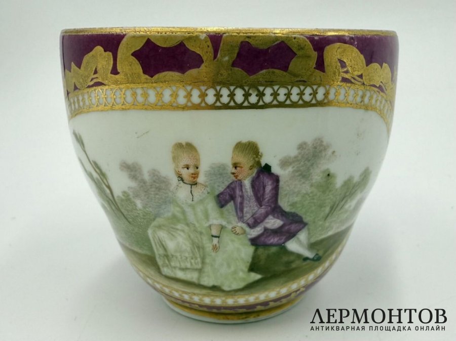 Чашка с галантной сценой. Meissen, 18 век. Фарфор, роспись.