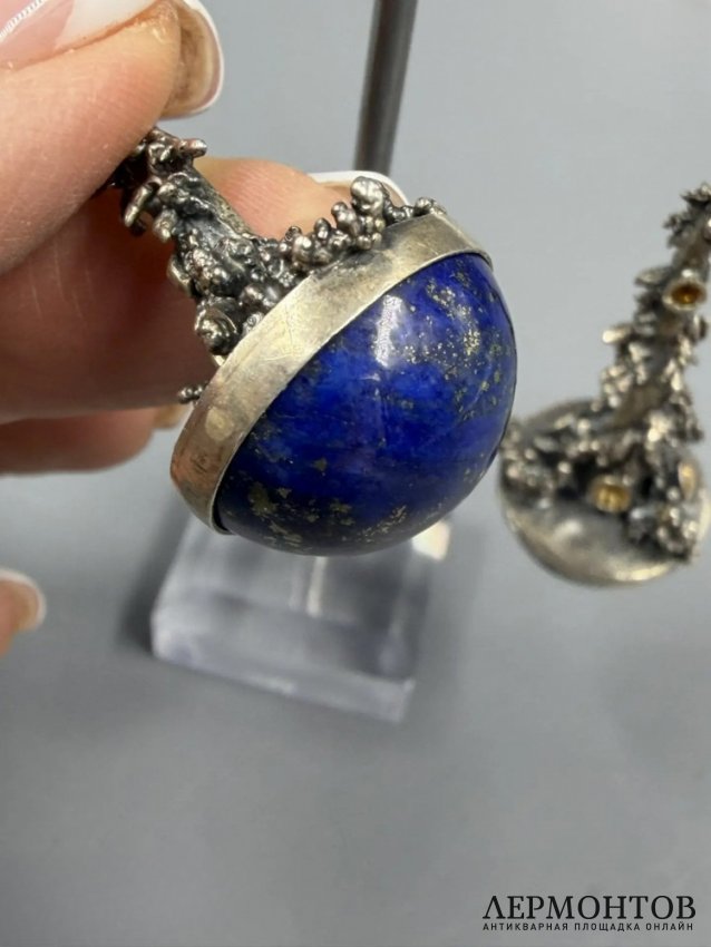 Серьги с лазуритом. Серебро 925 пробы, Россия