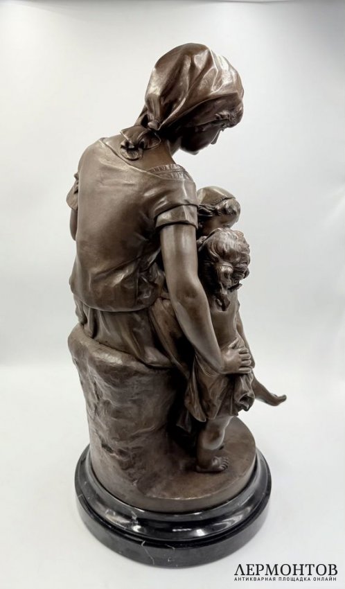 Скульптура Мать с детьми. Франция, Henri Ple, 19 век. Бронза, мрамор.
