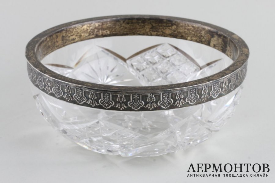 Конфетница. Серебро 84 пробы, хрусталь. Российская империя, 1908-1917.