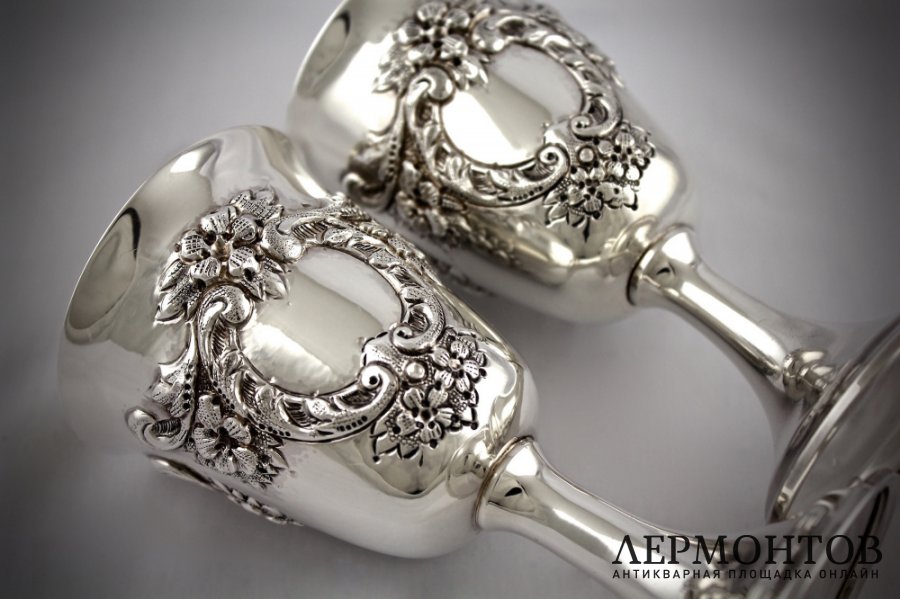 Крупные серебряные бокалы. Серебро 800 пробы. Европа