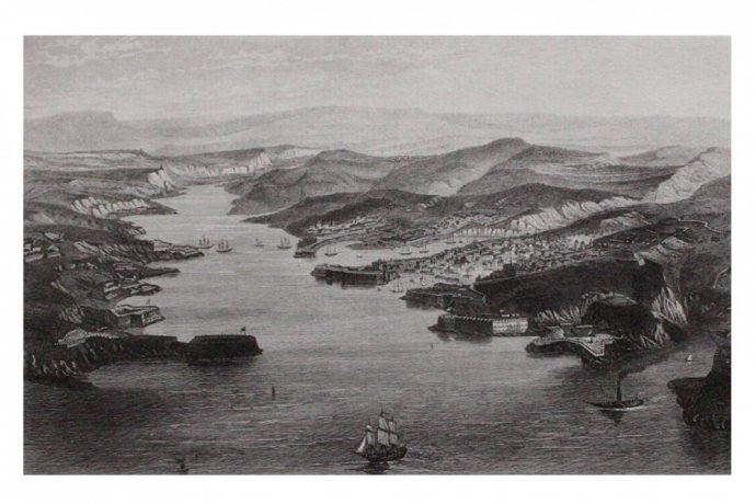 Гравюра. Севастополь перед осадой. Гравер Шройдер. Париж, 1857 год.