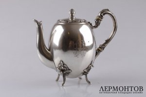 Кофейник в стиле рококо. Серебро 800 пробы. Германия