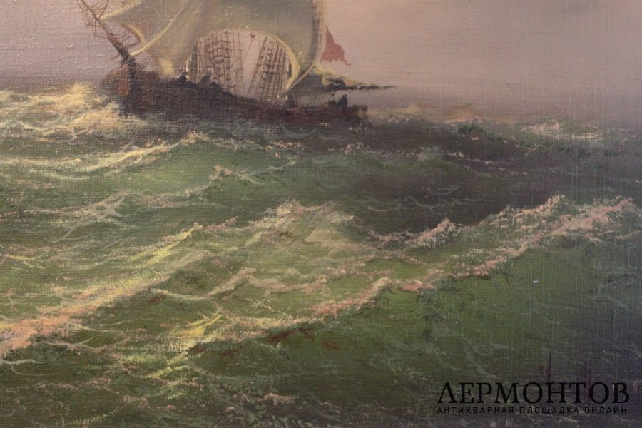 Морской пейзаж. Корабль на волнах. Холст, масло. 2006 год.