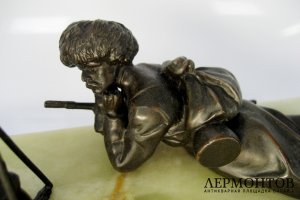 Кабинетная пластика Охотники на привале. Шпиатр. Россия, XIX век.