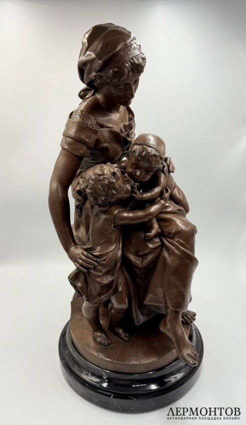 Скульптура Мать с детьми. Франция, Henri Ple, 19 век. Бронза, мрамор.