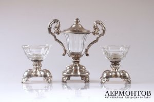 Сервировочный набор Courtois. Серебро 950, хрусталь. 1834-1837 годы. Франция