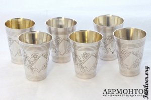 Набор стопок. Аристархов. Серебро 84. Российская империя