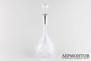Графин. Хрусталь, серебро 800 пробы. Германия, 1900е-1930е.