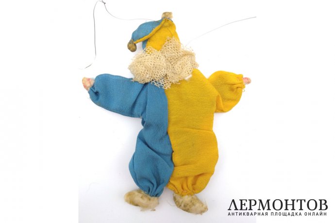 Елочная игрушка Клоун в желто-голубом. Россия, 1-я половина ХХ века.