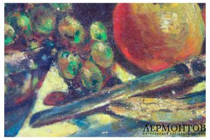 Картина. Натюрморт с фруктами и ножом. Конец XIX - начало XX вв. Неизвестный художник