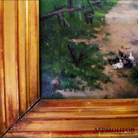 Картина Пейзаж с утками. C. Courto. Франция