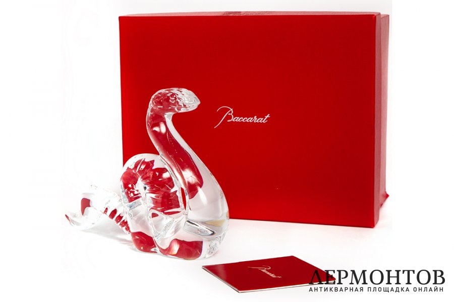 Статуэтка Змея. Франция, фирма Baccarat. Хрусталь, резьба.