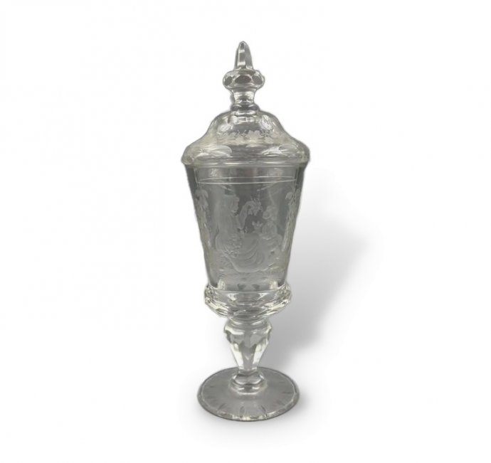 Кубок с крышкой «Пастораль». Хрусталь, гравировка, Европа, 1870–1890 годы