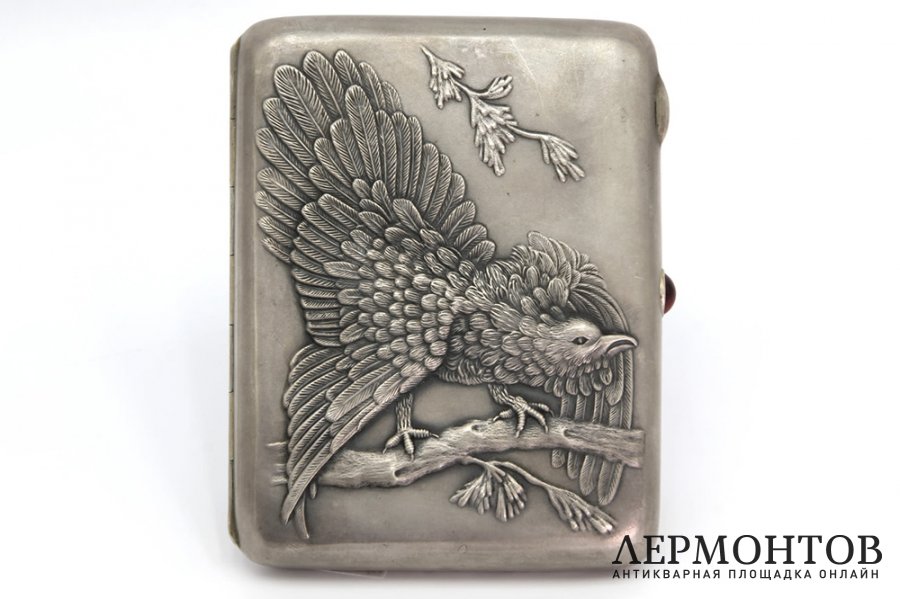 Портсигар Глухарь. Серебро 875 пробы. СССР, Москва, 1953 г.