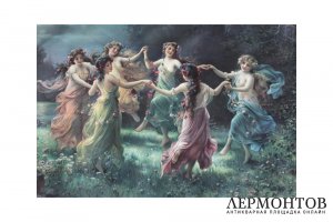 Гравюра. Волшебные танцы, Ханс Зацка. Начало XXв. Цветная хромолитография. 
