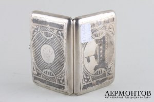 Портсигар Сенатский дворец. Серебро, чернь. Российская империя, Назаров, нач. ХХ в