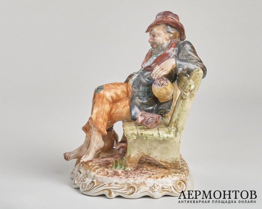 Статуэтка «Бродяга на скамье». Фарфор, Capodimonte, Италия