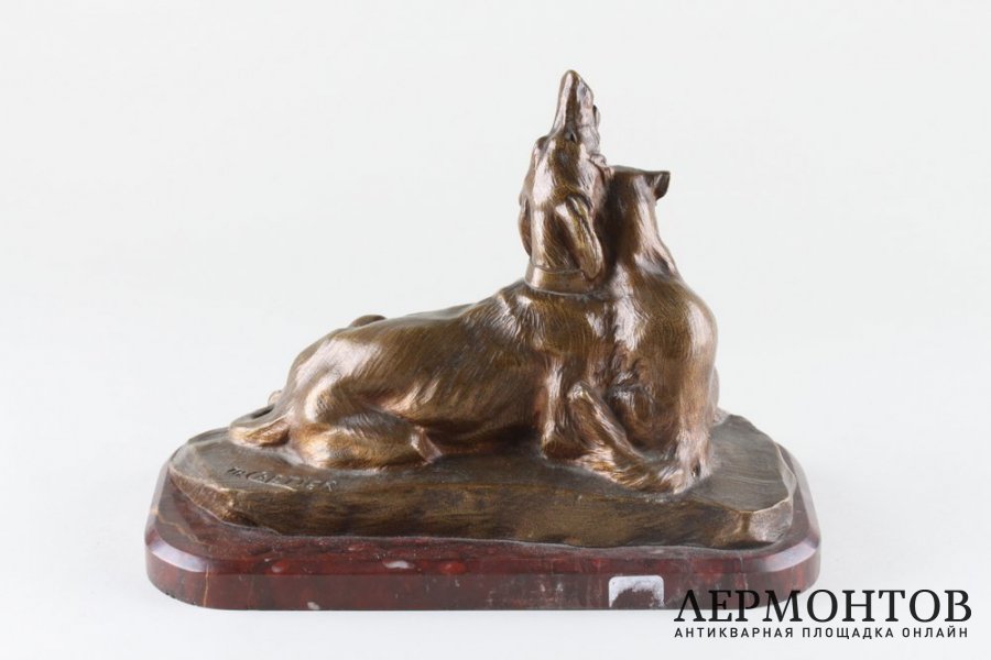 Скульптура Мир. Собака с кошкой. Франция, Париж, автор модели Th. Cartier, 1900-е гг.
