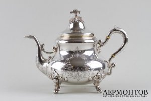 Чайник в неоклассическом стиле Fizaine. Серебро 950 пробы. Франция, XIX век.