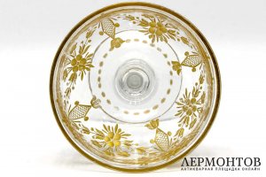 Ваза, конфетница Цветы. Стекло, резьба, золочение. Европа, 1900-1930е гг.