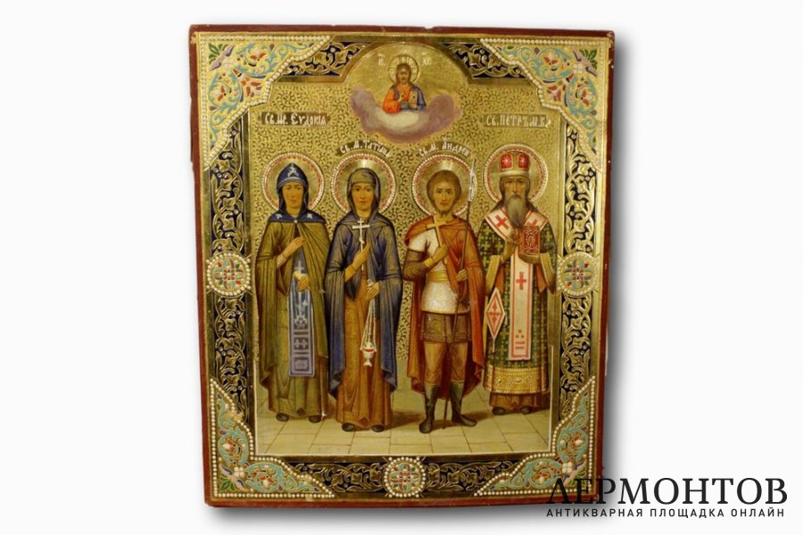Икона Четверо Святых, семейная. Конец XIX в. Россия 