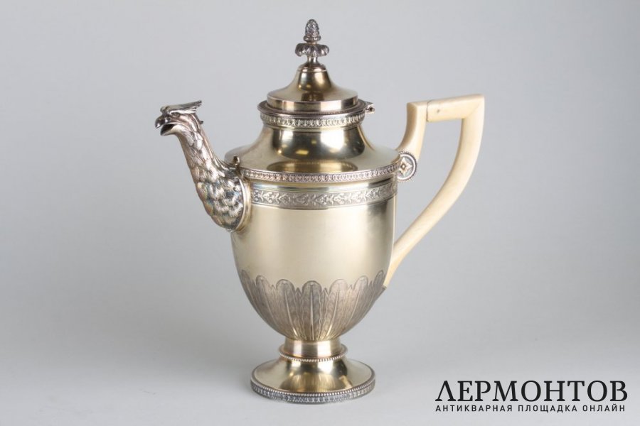 Кофейник в стиле ампир. Серебро 950 пробы. Франция.