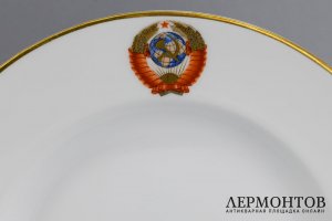 6 тарелок, Кремлевский сервиз. Фарфор. СССР, ЛФЗ, 1960-70е гг.