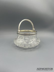 Ваза-конфетница. Хрусталь, серебро 84 пробы, Россия, 1908–1917 годы