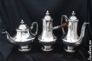 Чайно-кофейный сервиз Alphonse Debain. Серебро 950. Франция