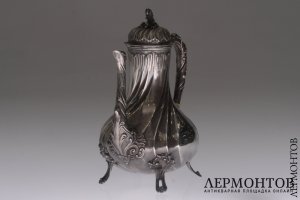 Кофейник рококо. Серебро 950. Франция