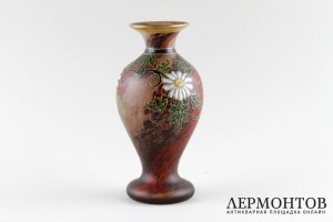 Ваза art nouveau с маргаритками. Legras. Стекло, полихромная эмаль. Франция, 1900-е.